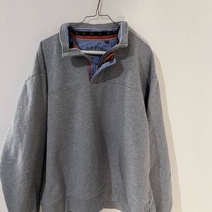 Orvis Men's Grey 1/4 Zip Pull Over Sweatshirt Fly Fishing Collar XXL